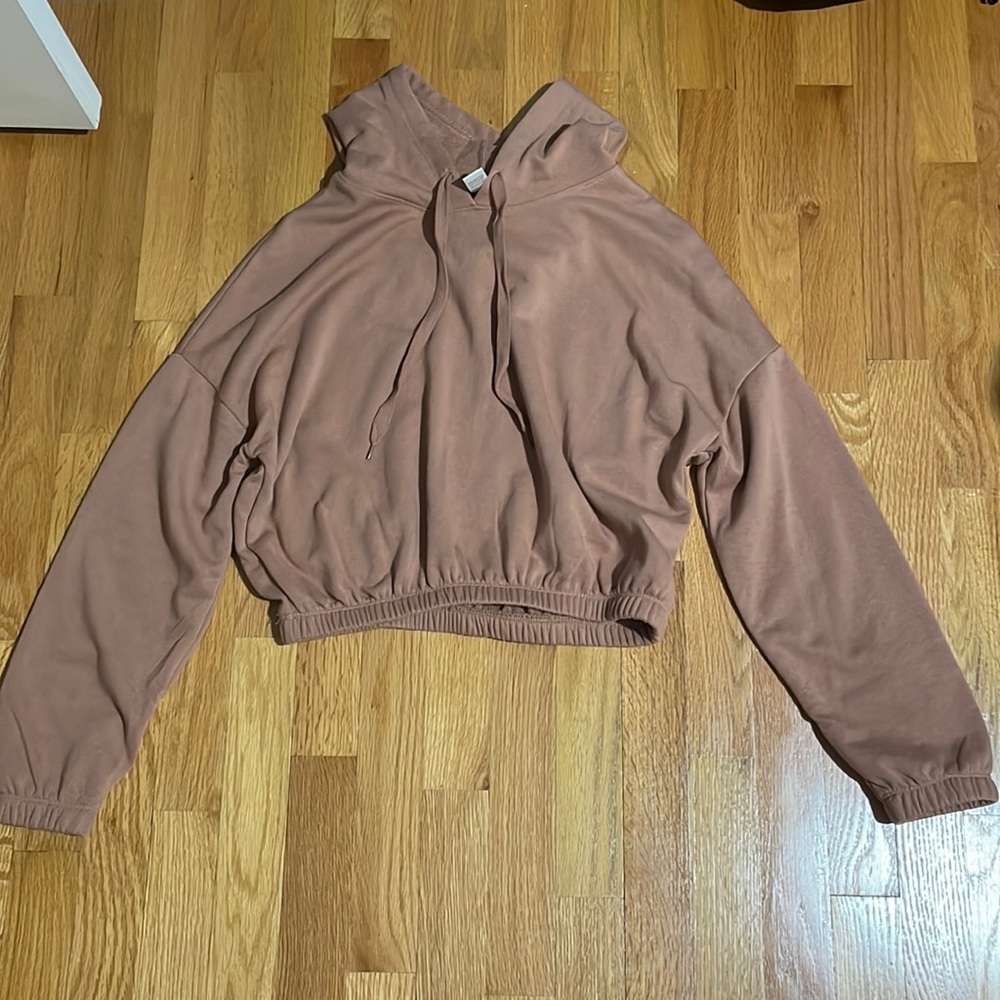 Burnt Orange/ Dark Tan Cropped Hoodie